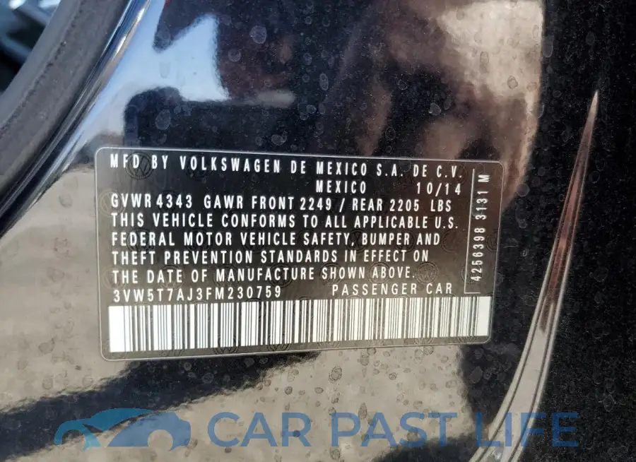 3VW5T7AJ3FM230759# 12