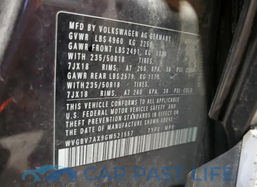 WVGBV7AX9GW521557# 13