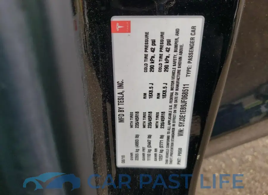 5YJ3E1EB9JF068511# 12