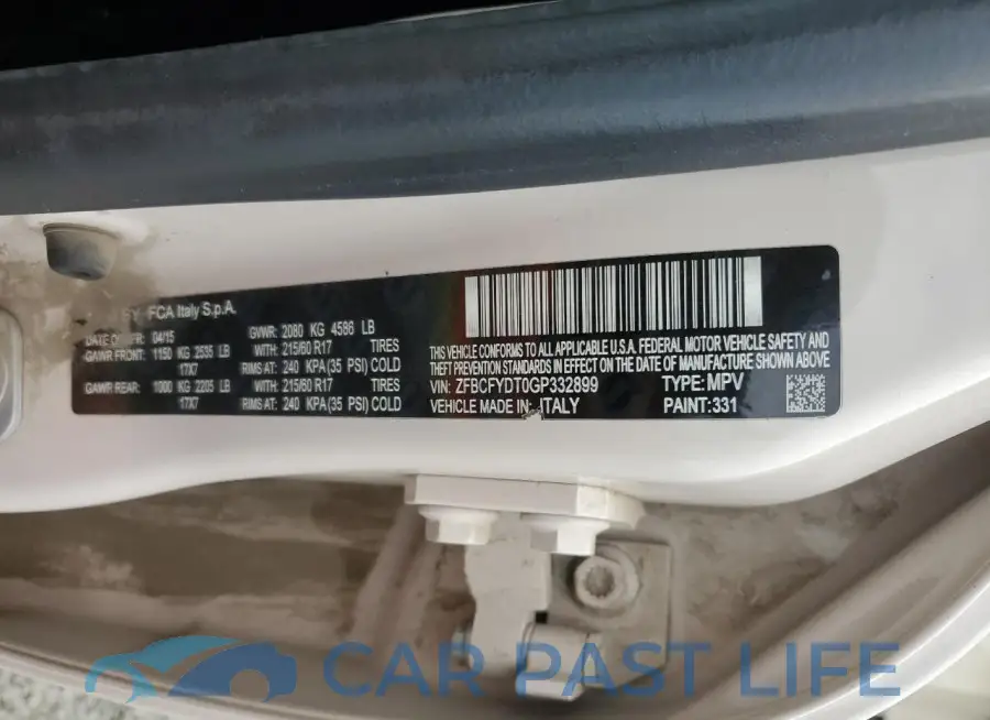 ZFBCFYDT0GP332899# 12