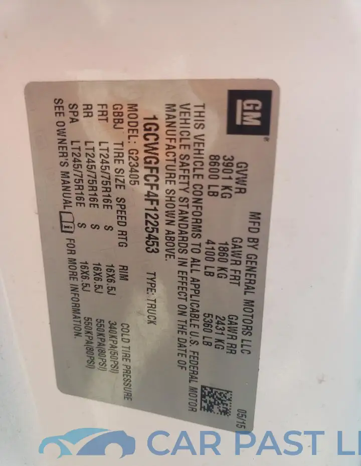 1GCWGFCF4F1225453# 12