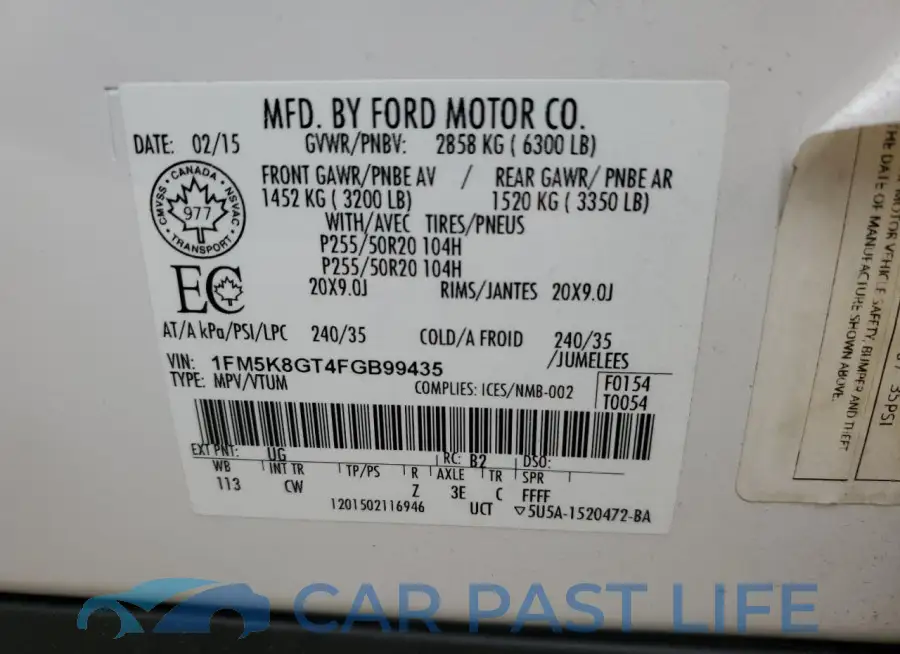 1FM5K8GT4FGB99435# 12