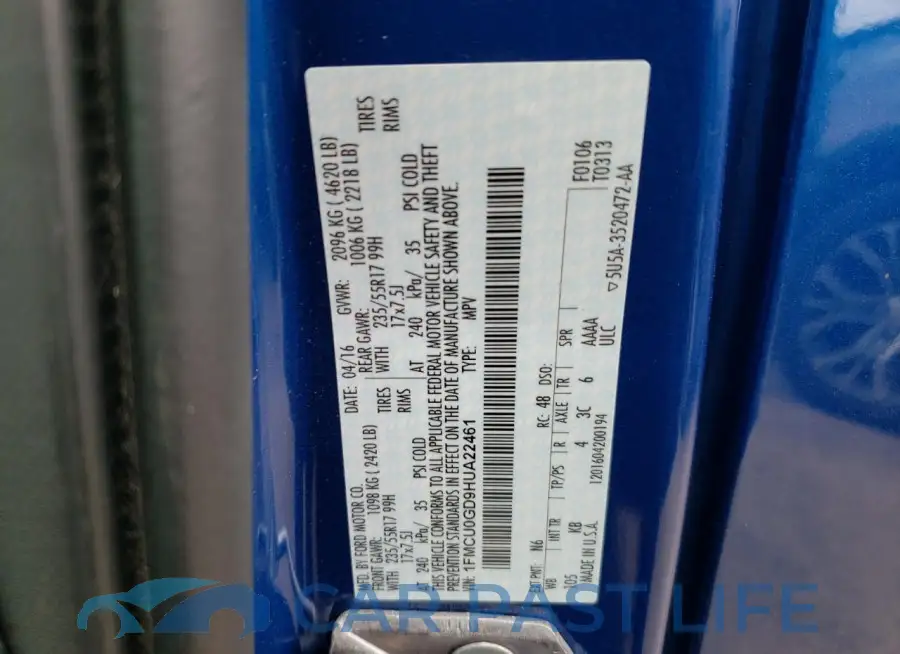 1FMCU0GD9HUA22461# 13