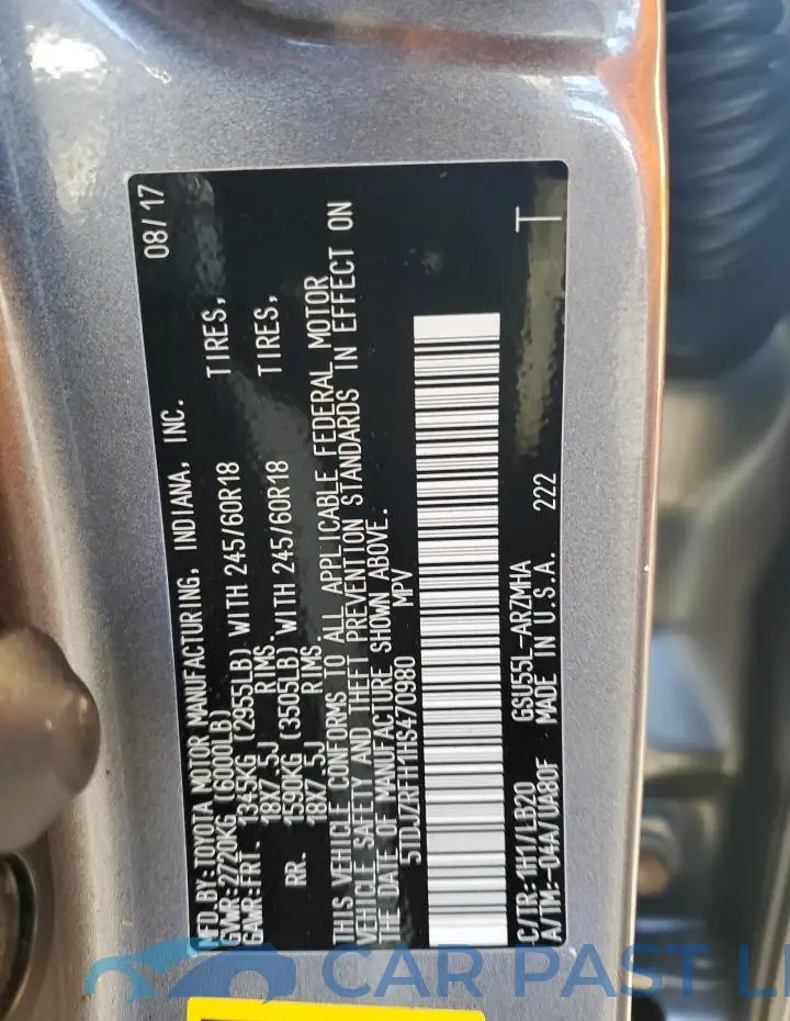 5TDJZRFH1HS470980# 12