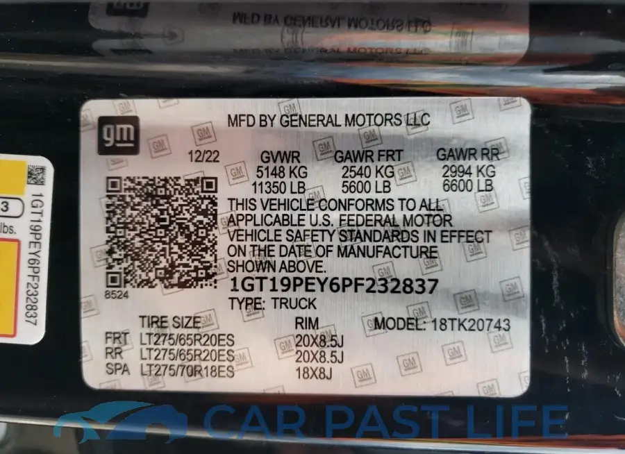 1GT49PEY8LF288320# 12