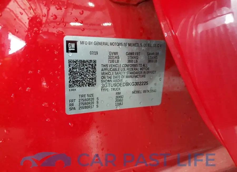3GTU9DED8KG302225# 12
