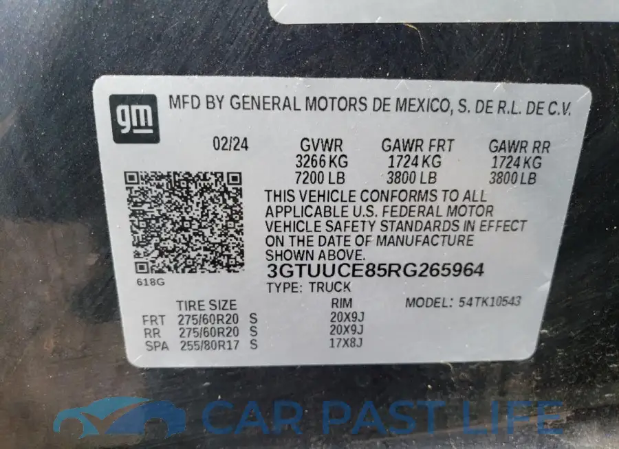 3GTUUCE85RG265964# 12