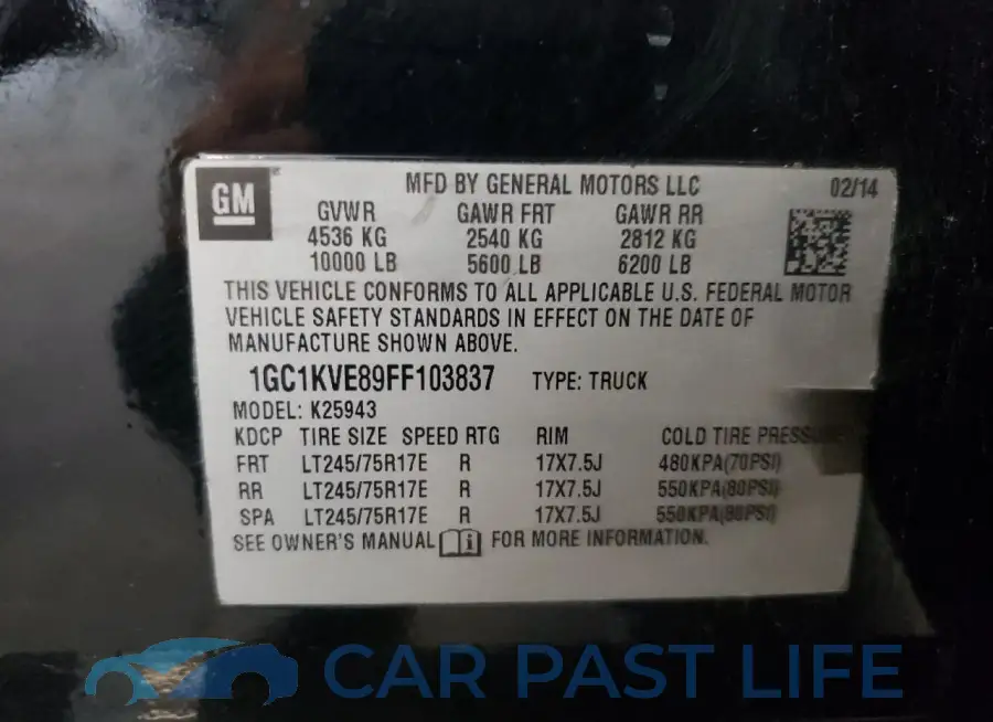 1GC1KVE89FF103837# 12