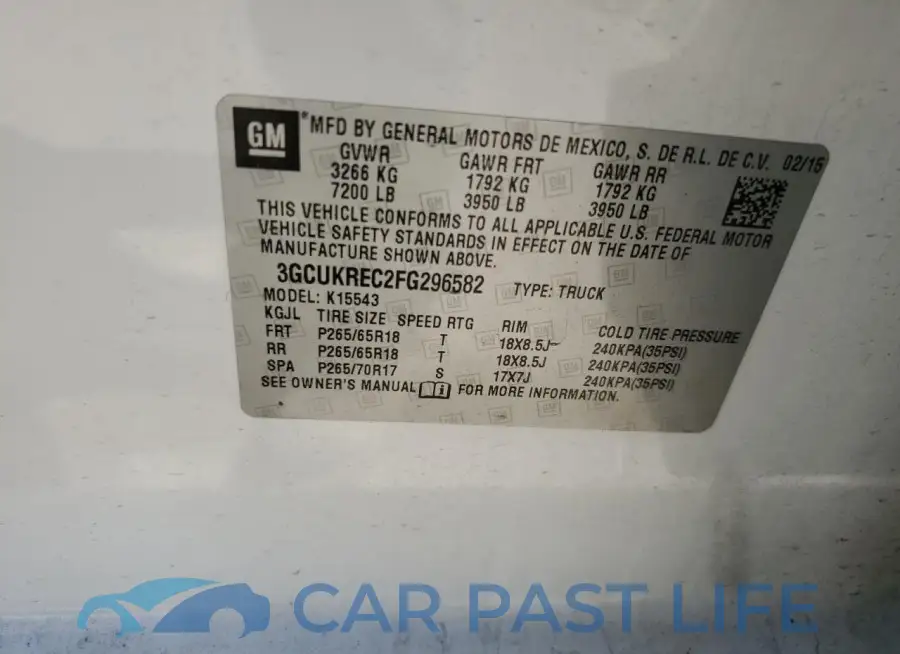 3GCUKREC2FG296582# 12