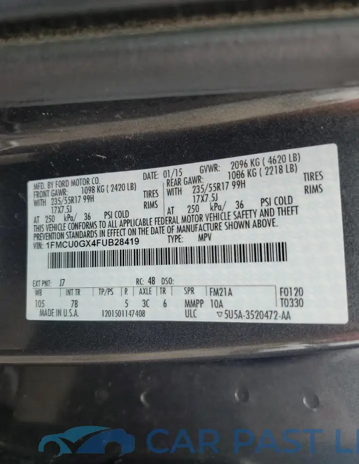 1FMCU0GX4FUB28419# 14