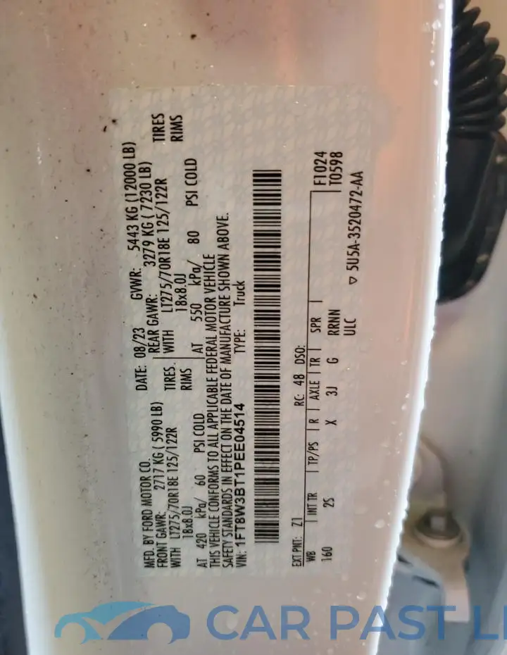 1FT8W3BT1PEE04514# 12