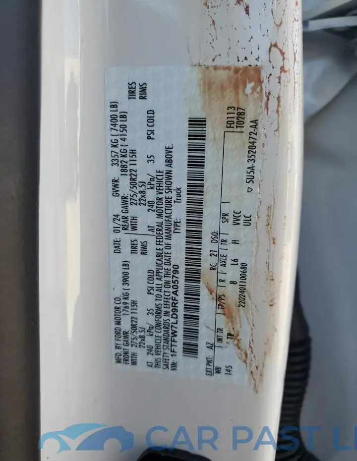 1FTFW7LD9RFA05790# 12