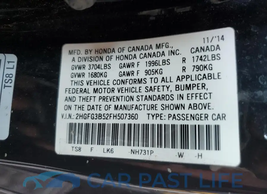 2HGFG3B52FH507360# 12