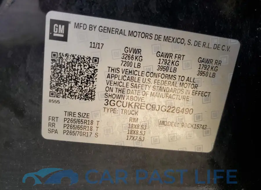 3GCUKREC9JG226490# 12