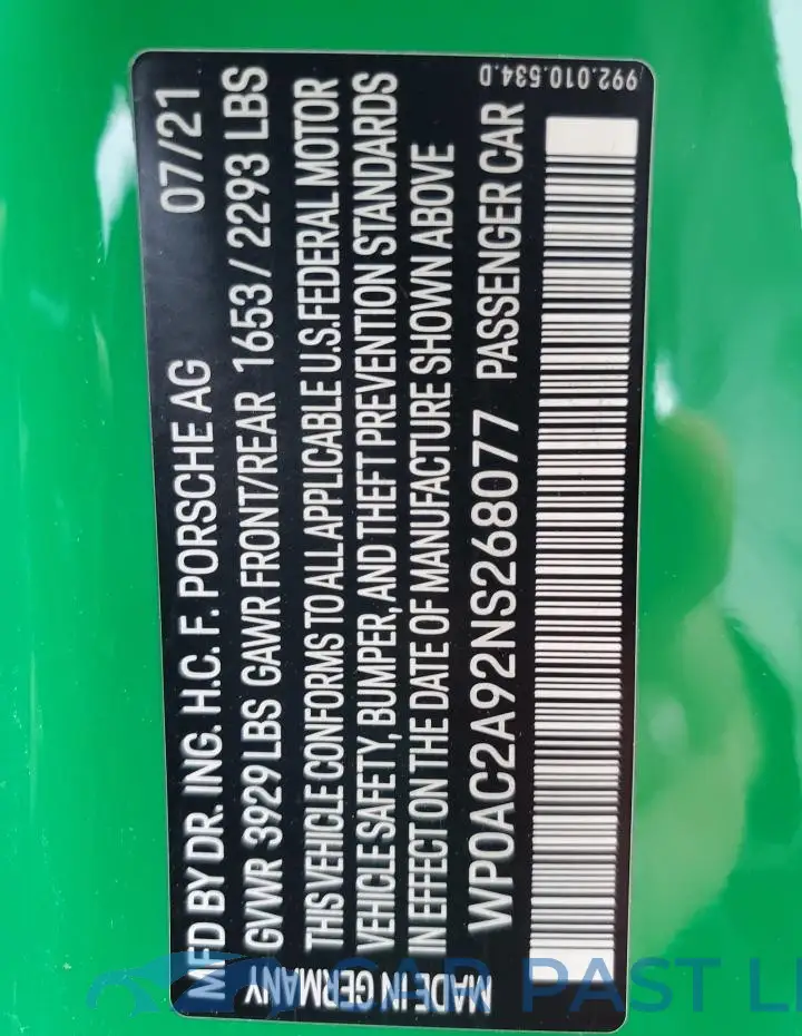 WP0AC2A92NS268077# 13