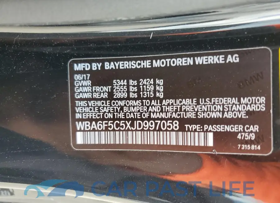 WBA6F5C5XJD997058# 13