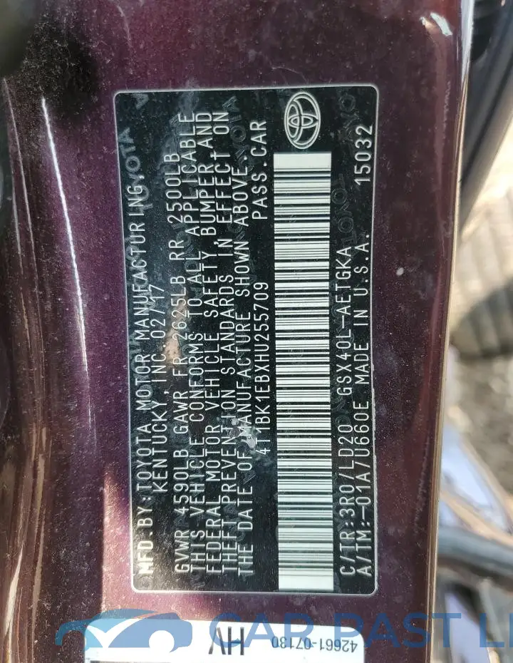 4T1BK1EBXHU255709# 12