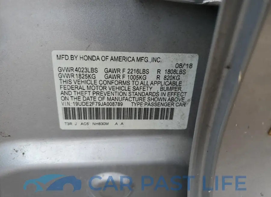 19UDE2F79JA008789# 12