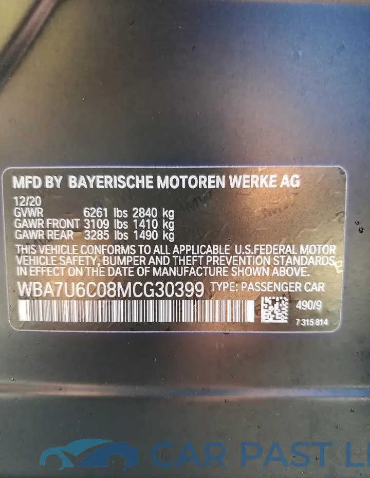 WBA7U6C08MCG30399# 13