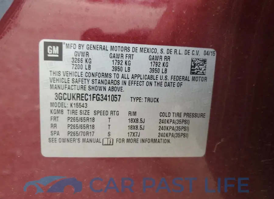 3GCUKREC1FG341057# 12
