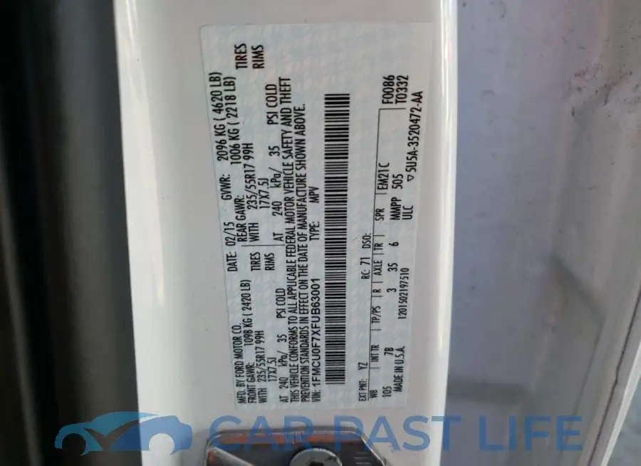 1FMCU0F7XFUB63001# 12