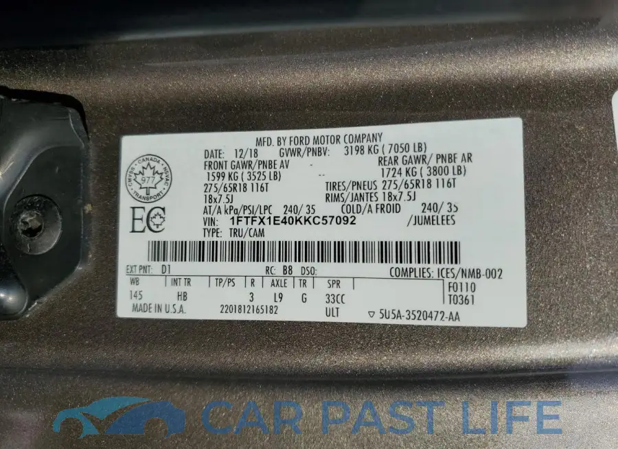 1FTFX1E40KKC57092# 12