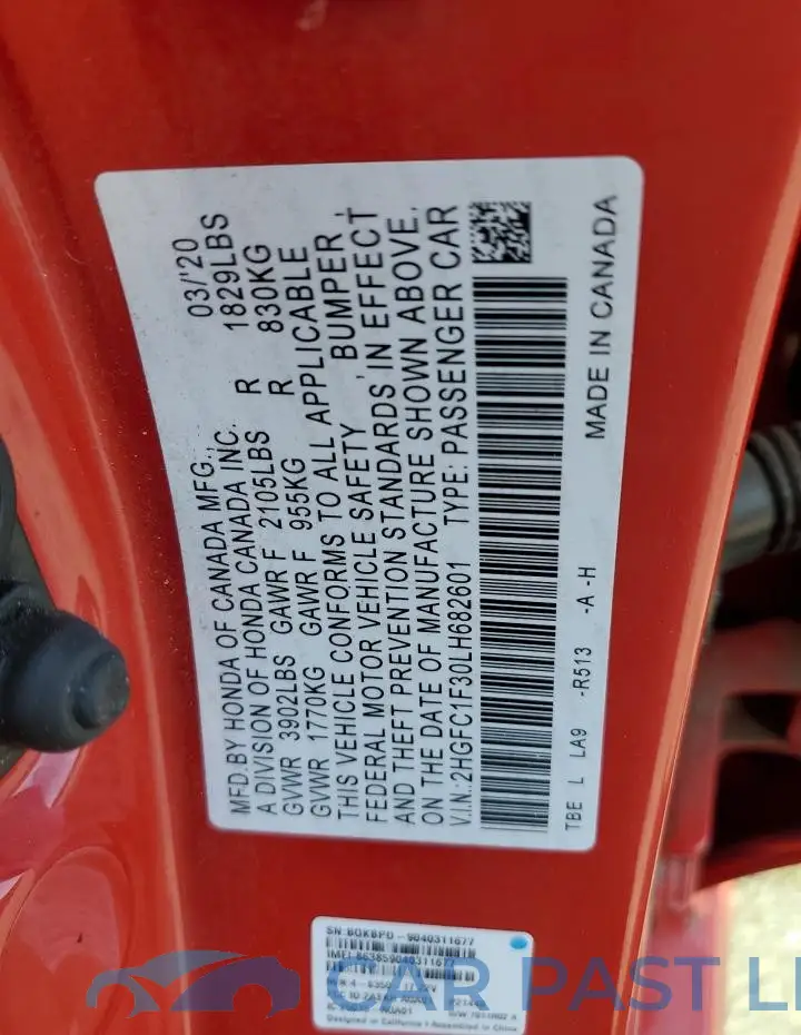 2HGFC1F30LH682601# 12