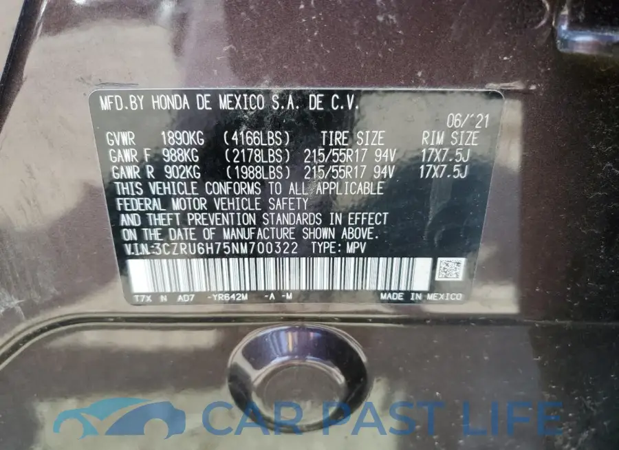 3CZRU6H75NM700322# 14