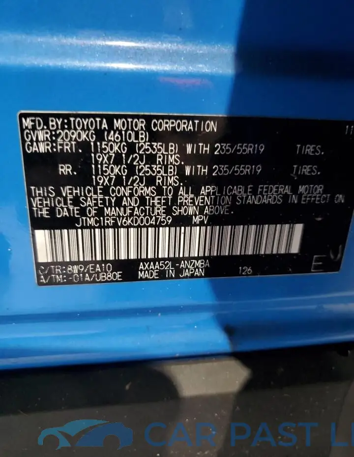JTMC1RFV6KD004759# 12