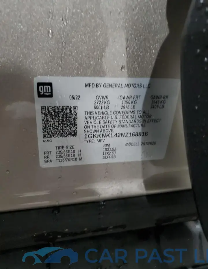 1GKKNKL42NZ168816# 13