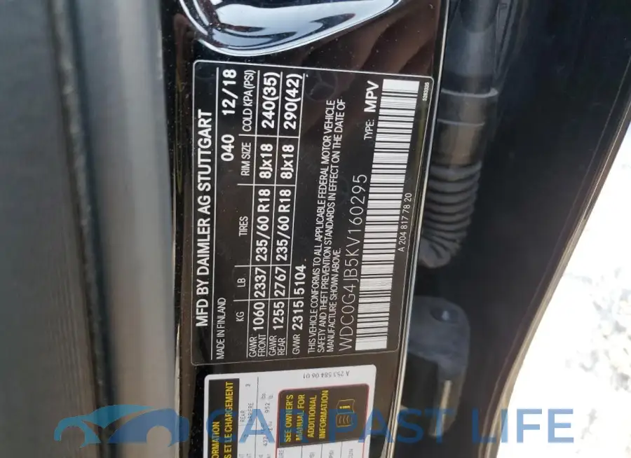 WDC0G4JB5KV160295# 14