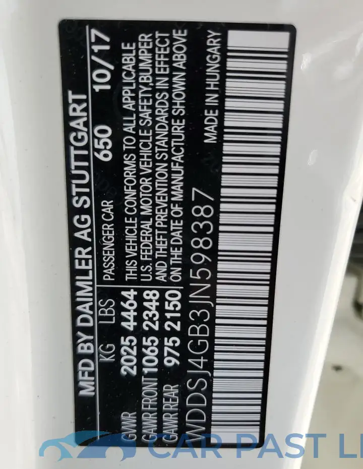 WDDSJ4GB3JN598387# 12