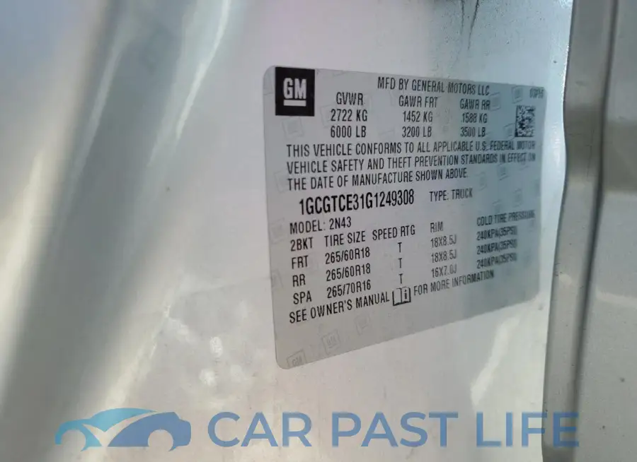 1GCGTCE31G1249308# 12