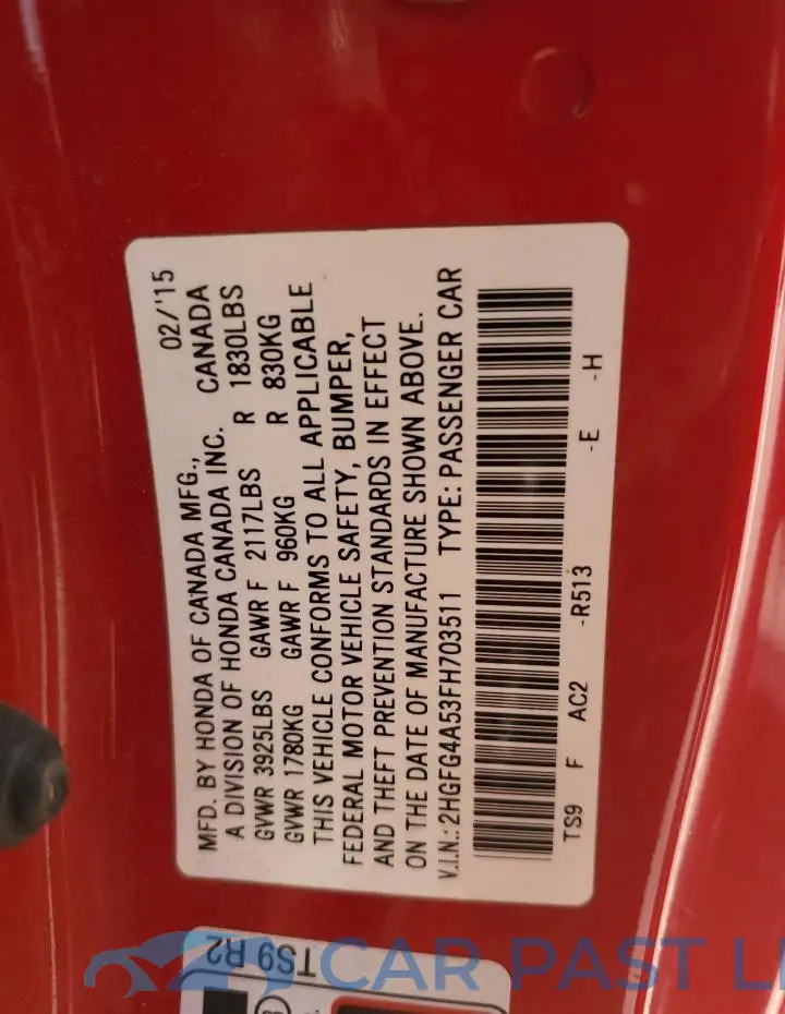 2HGFG4A53FH703511# 12