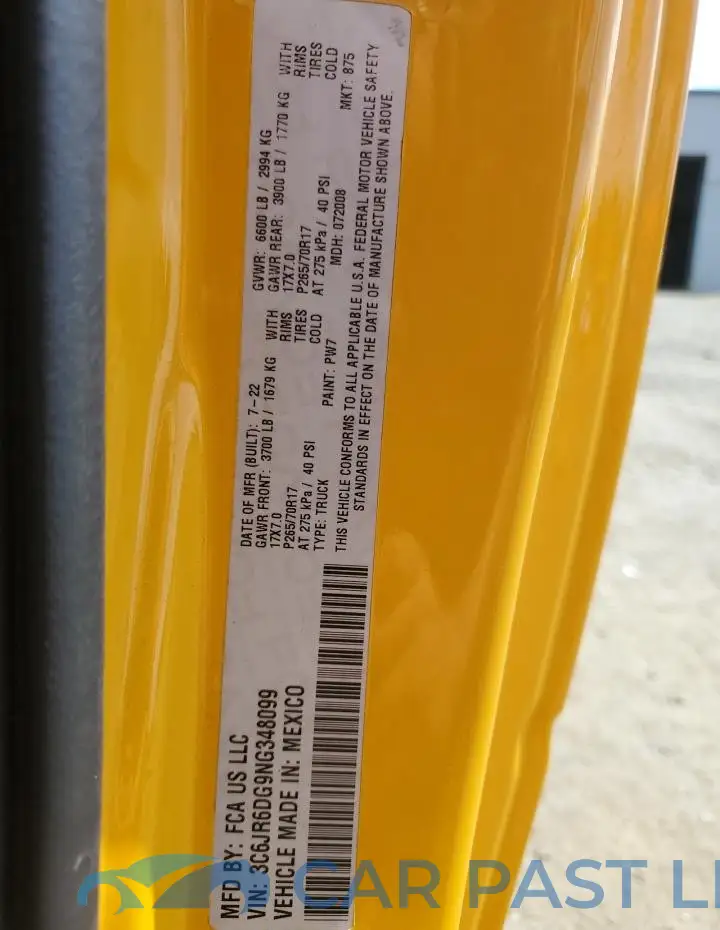 3C6JR6DG9NG348099# 12