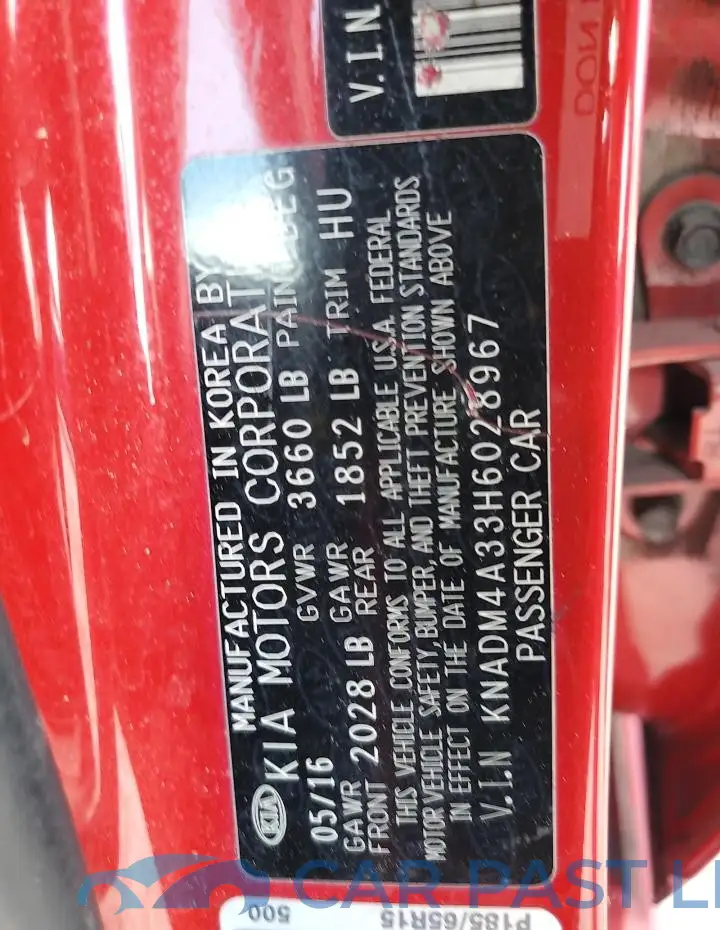 KNADM4A33H6028967# 12