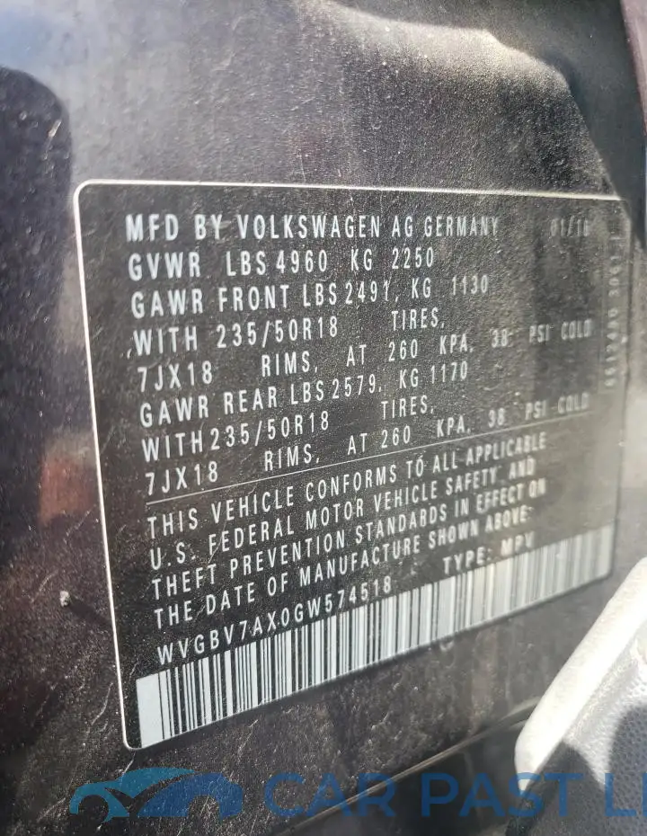 WVGBV7AX0GW574518# 13