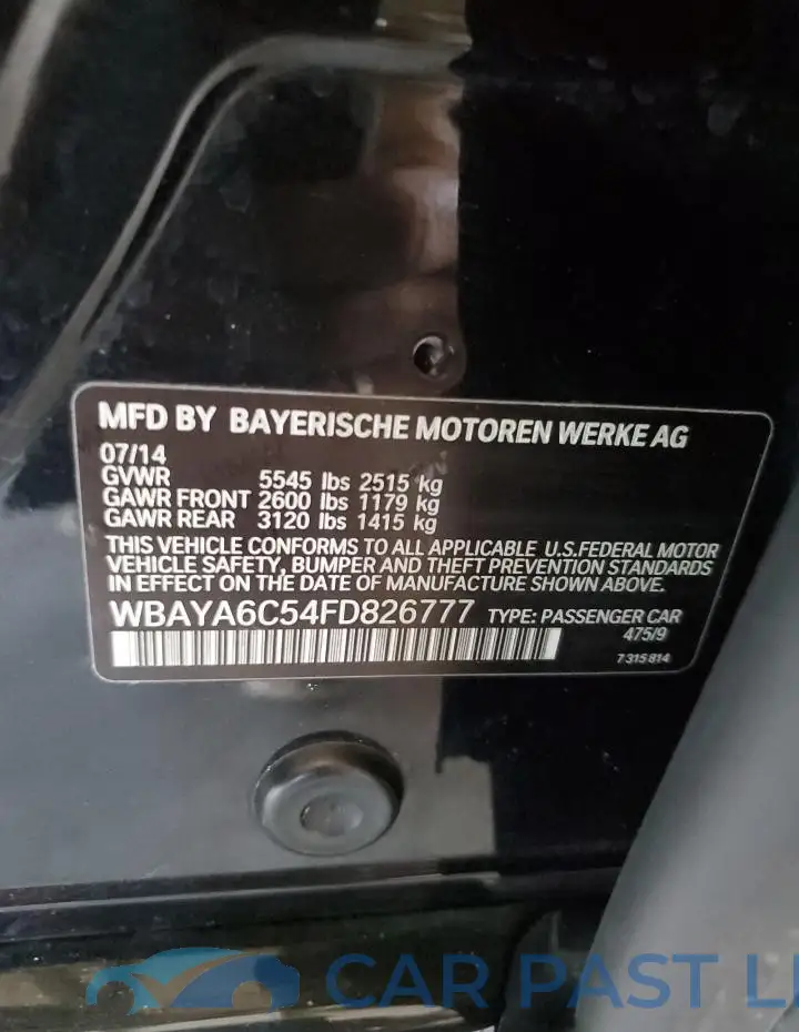 WBAYA6C54FD826777# 12