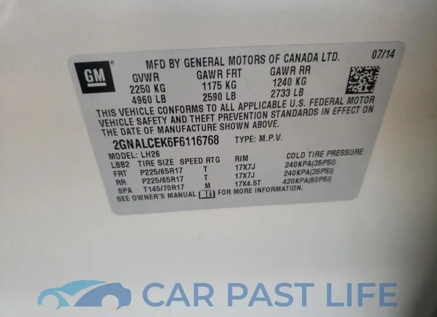 2GNALCEK6F6116768# 12