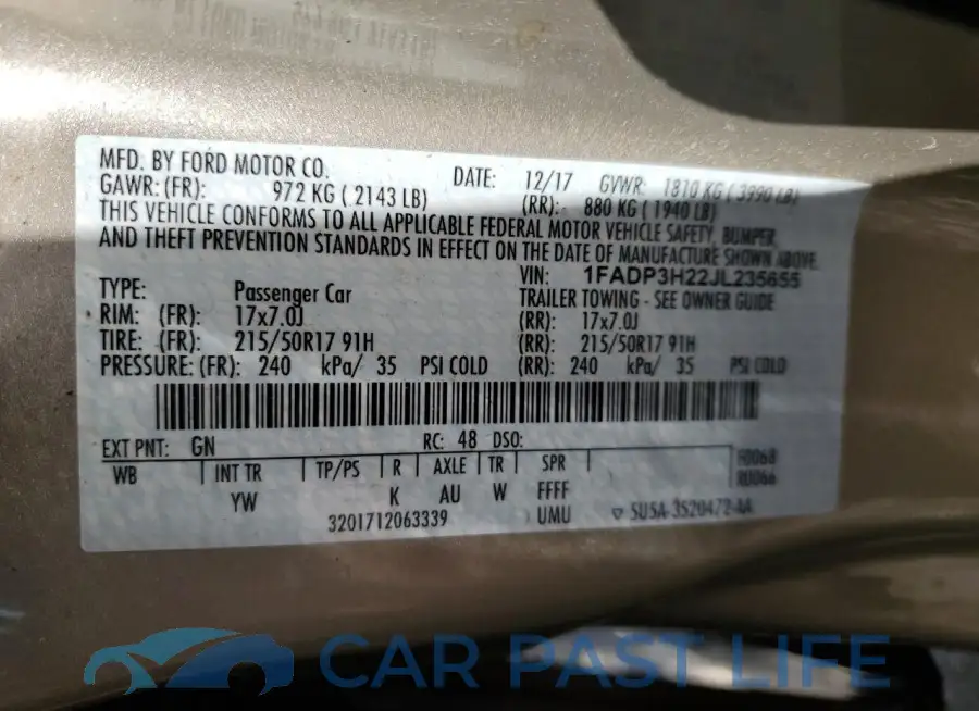1FADP3H22JL235655# 13