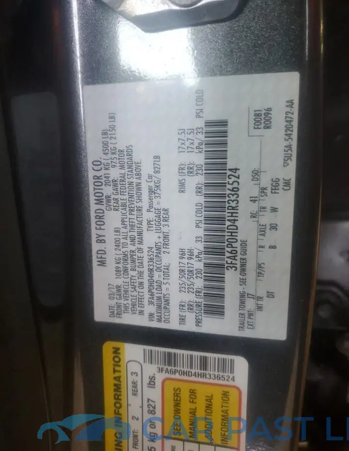 3FA6P0HD4HR336524# 12