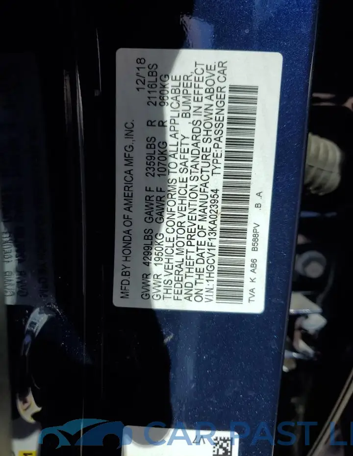 1HGCV1F13KA023954# 13