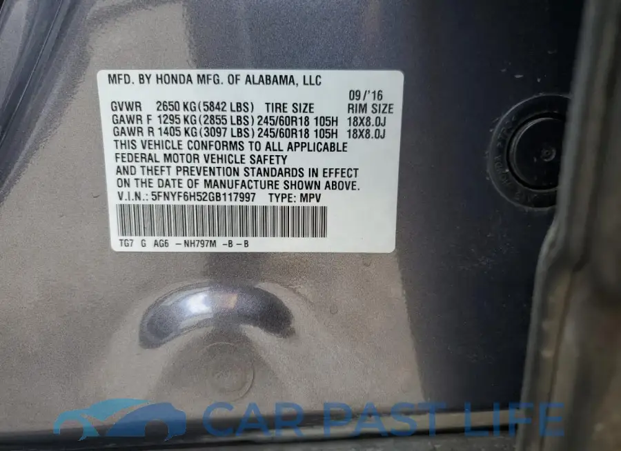 5FNYF6H52GB117997# 13