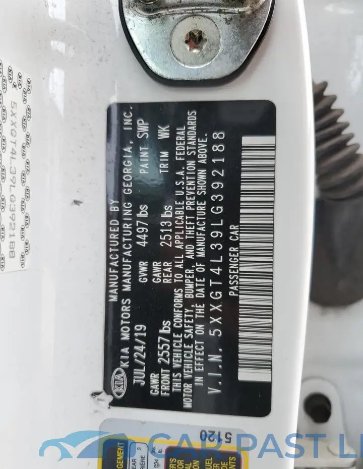 5XXGT4L39LG392188# 12