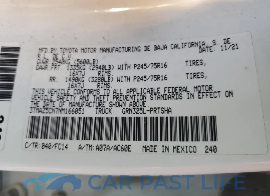 3TMAZ5CN7NM166051# 12
