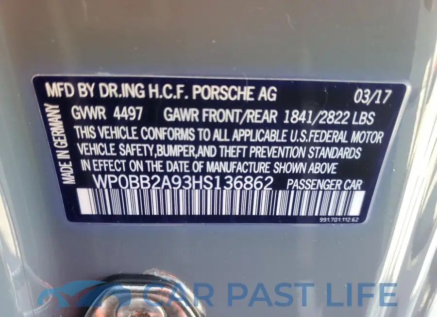 WP0BB2A93HS136862# 13