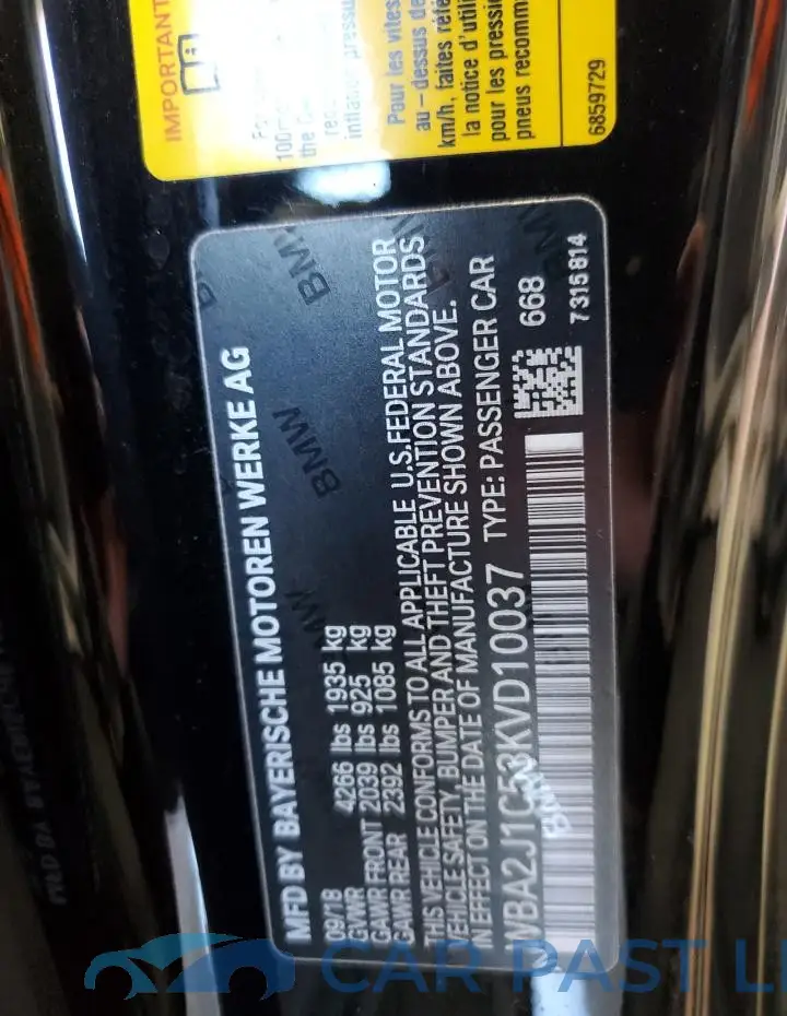 WBA2J1C53KVD10037# 12