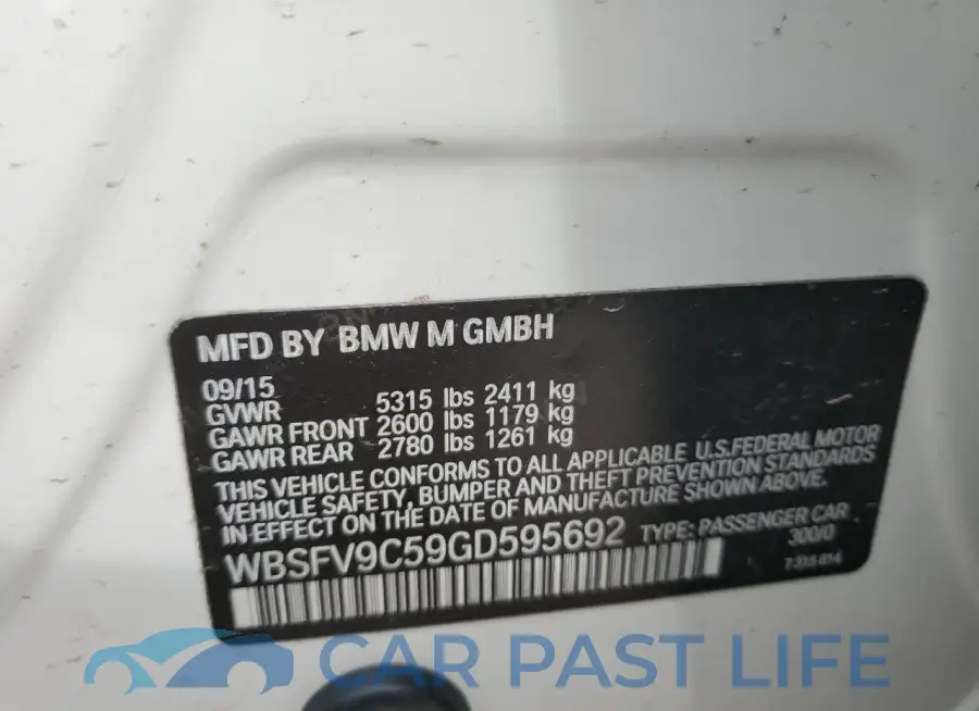 WBSFV9C59GD595692# 12