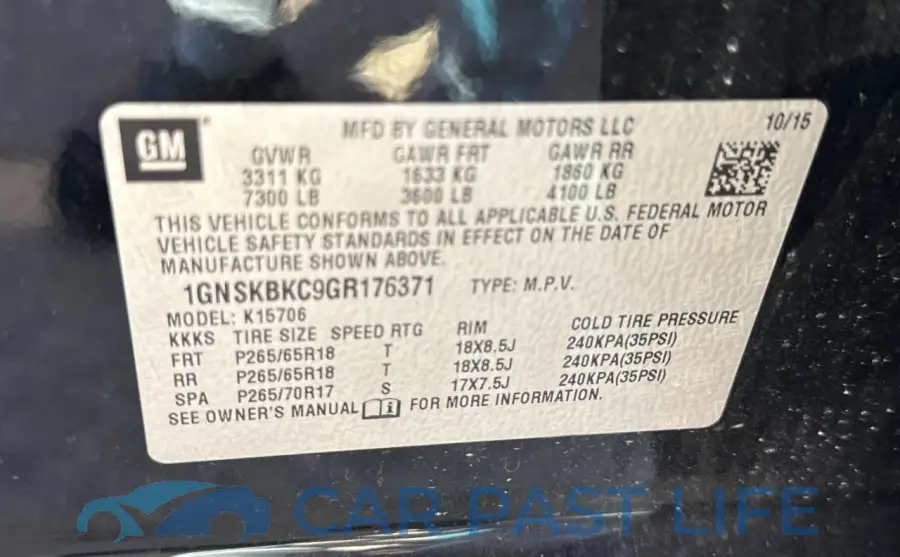 1GNSKBKC9GR176371# 10