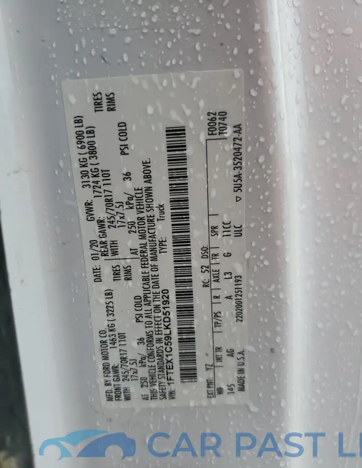 1FTEX1C59LKD51920# 12